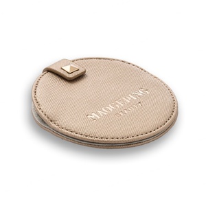 Personalized Cosmetic Brand <b>Compact</b> <b>Mirror</b> Wholesale PU Leather Portable Pocket <b>Mirror</b> - Product Image 3