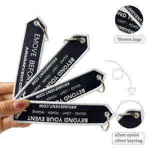 Hot Sale Woven Jet Fabric Cheap Embroidered Logo <b>Key</b> Tag for Motorcycle Flight <b>Label</b> Keychain - Product Image 3