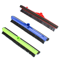 Brosse à récurer les sols 2 en 1 avec manche long, raclette amovible, poils rigides, balai magique, raclette, serpillière