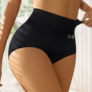 Culotte gainante taille haute sans couture, couleur unie, entrejambe en pur coton, pour le contrôle du ventre, grande taille pour femme - Product Image 2