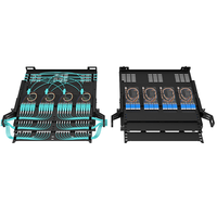 Panel Patch serat optik 19 inci 2U, kepadatan tinggi 144 Core 12 Mpo/mtp-lc kaset optik 8 SC/FC