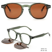 Bemoreoptics Nouvelle Collection – Lunettes de Soleil Polarisées à Clip Magnétique en Acétate et Métal, Style Rétro Classique, Verres TAC, Utilisation Extérieure, Unisexe