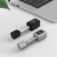 Serrure de porte cylindrique intelligente européenne réglable Auvinx avec bouton, empreinte digitale, clé, sécurité automatique et connectivité Tuya BT TTLock