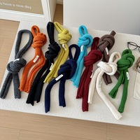 Écharpe carrée en tricot fin 100 % laine, couleur unie, style coréen, design de niche, tendance, de haute qualité, décorative pour femme