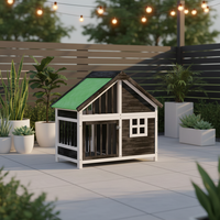 Kandang Anjing Luar Ruangan Mewah dari Kayu Fir Solid, Besar, Tahan Air, dengan Balkon, Vila Hewan Peliharaan Modern untuk Teras