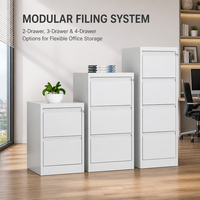 Armoire de classement en acier à 2 tiroirs pour dossiers A4 et FC, design moderne, mobilier de rangement métallique à 2 tiroirs pour bureau, école, hôpital