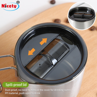 Tasse à café en acier inoxydable de qualité alimentaire de 350 ml, anti-fuite, tasse de voyage d'extérieur avec poignée pour le camping et la randonnée
