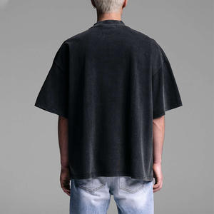 T-shirt court streetwear épais de luxe, uni, 100% coton, coupe oversize, blanc, unisexe - Product Image 2