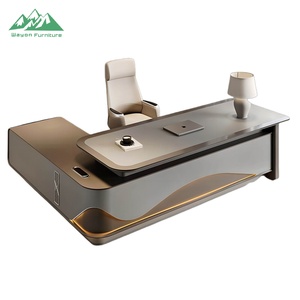 Bureau de direction de luxe Wayon avec éclairage LED intégré, grand poste de travail pour PDG, bureau de patron - Product Image 5