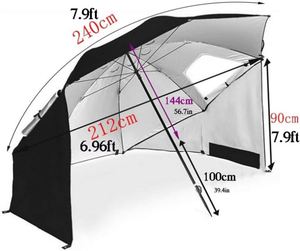 Parasol de plage robuste en acier inoxydable, imperméable, pour le camping en plein air, avec protection UV, logo personnalisable - Product Image 2