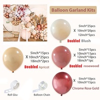 Kit de guirlandes de ballons pour décoration de fête, comprenant des ballons double rose, abricot, bois de rose et or rose chromé