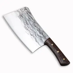 Professional Stainless Steel Big Meat Chopper Knife Hot Sell Full Tang Heavy Thick Blade With Wooden Handle