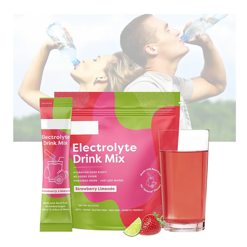 sports nutrition bodybuilding supplement sugar free strawberry flavor hydration drink powder electrolyte powder supplier