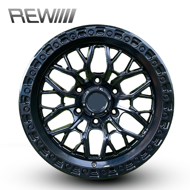Glossy Black Off-road Custom Alloy Forged Wheels, High-quality Aftermarket Sport Car Rims with Precision Machining Parts.