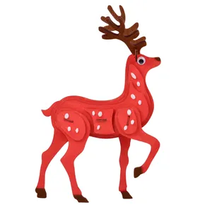 着色木製DIYクラフトセット3Dパズルおもちゃ鹿3D木製パズル装飾