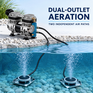 Kit complet d'aération pour bassin à poissons avec <span class=keywords><strong>compresseur</strong></span> sans huile HC280 AC et diffuseurs EPDM, portée jusqu'à 10 m de profondeur - Product Image 4