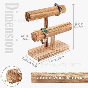 Expositor de madera creativo para uso doméstico, expositor de pulseras de sobremesa, expositor de pulseras con barra en forma de T de madera maciza, expositor de relojes - Product Image 4