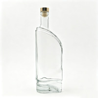 Bouteille à spiritueux en verre sans plomb de haute qualité, 700 ml, forme irrégulière, transparente, avec gravure et décalcomanie personnalisées, bouchon à vis, emballage pour brandy