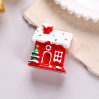 Aimants de réfrigérateur en résine peints à la main pour Noël avec effet pailleté et neige, décorations 3D assorties Père Noël, bonhomme de neige, maison, arbre