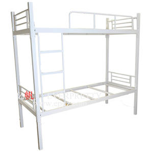 Cama de dos pisos de metal de diseño moderno con <span class=keywords><strong>escalera</strong></span> Almacenamiento de dos niveles de hierro más reciente para dormitorio escolar y dormitorios de hotel - Product Image 5