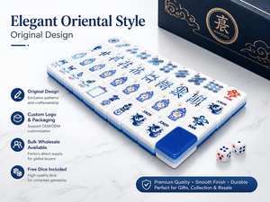 Jeu de Mahjong Personnalisé Bleu et Blanc 160 Tuiles Art Poisson Koi Acrylique Lucite OEM ODM Marque Privée NMJL Règles Professionnelles - Product Image 4