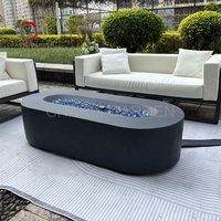 Table de foyer extérieur au propane en béton avec système d'allumage intégré à pierres de lave et conception résistante aux intempéries