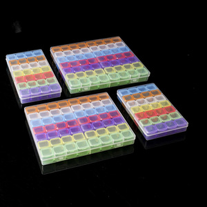 Nail Art Storage Box 28 56 Compartment Plastic Desktop Organizer With Hinged Lid For Rhinestones Jewelry Accessories - Product Image 1