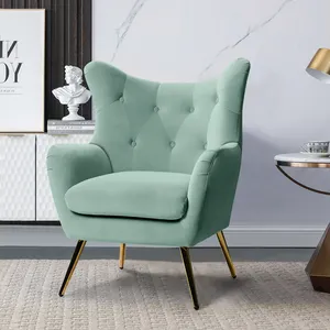 Chaise de salle à manger design en velours confortable côté maison nordique meubles modernes à dossier haut de luxe chaises de salon à bras d'accent