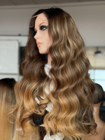 SHY 13x5 Perruque Lace Front Sans Colle Cheveux Humains Bande Élastique Bonnet Confortable Couleur Salon Balayage Vente en Gros