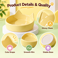 Bol en céramique personnalisé pour animaux de compagnie avec oreilles de chat, pour nourriture et eau, plat d'alimentation brillant, bol en porcelaine mignon avec oreilles de chat, bol en céramique pour animaux de compagnie