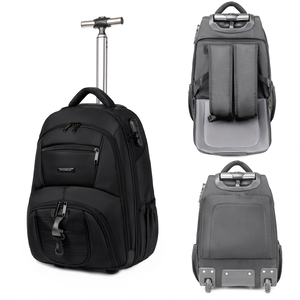 Valise de voyage à roulettes géométrique en tissu Oxford grande capacité, avec fermeture éclair, poignée souple et étanche, idéale pour les affaires - Product Image 1