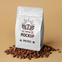 Sachet de café personnalisé écologique à fond plat avec valve et fermeture éclair pour grains de café