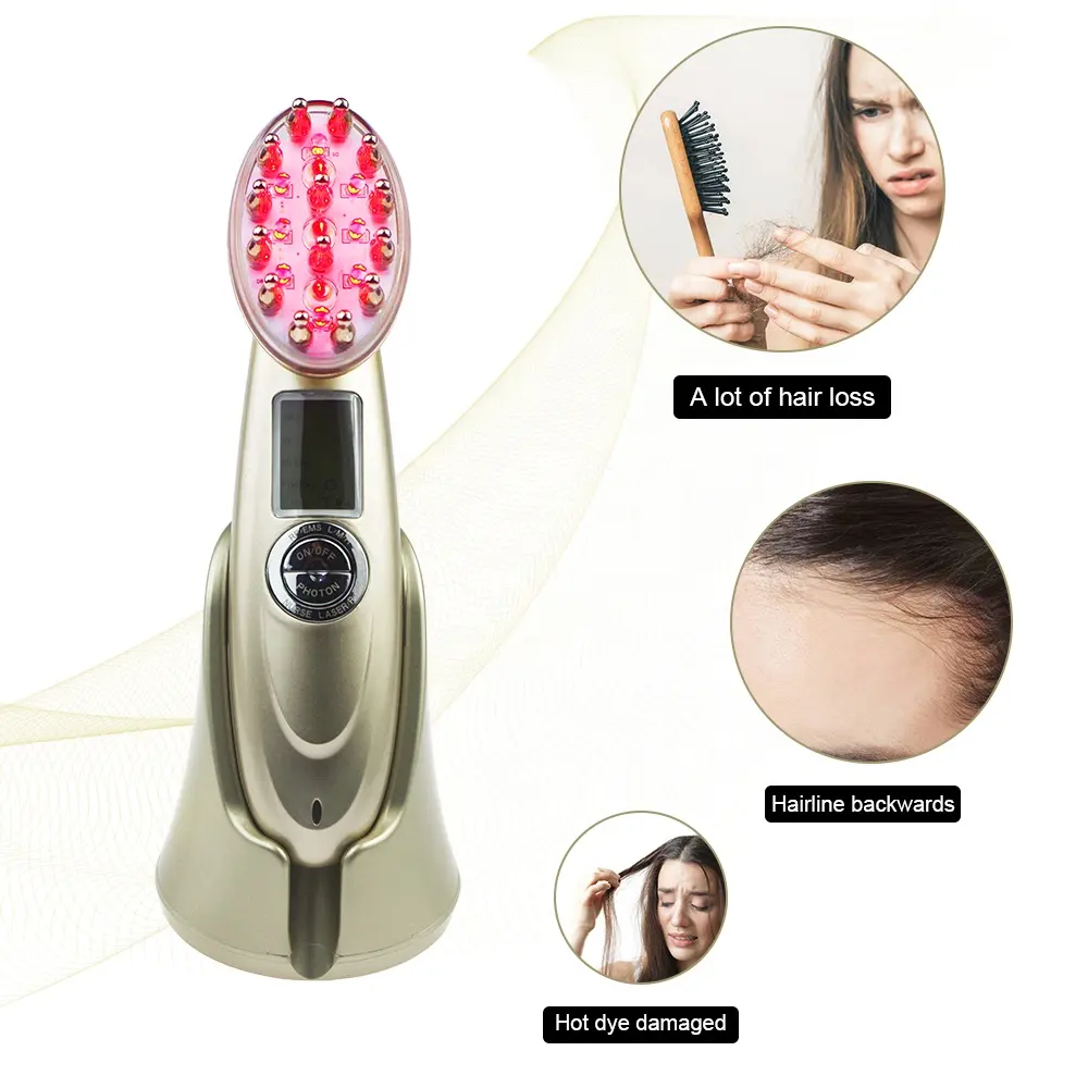 Ems-peine láser para el crecimiento del cabello, masajeador de cuero cabelludo con vibración, función infrarroja para el hogar, vibrador de masaje