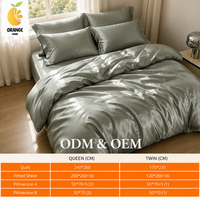 Parure de lit de luxe moderne en satin de soie tissé, housse de couette douce en fausse soie 400TC, haute densité, respectueuse de la peau, OEM ODM, pour hôtel et maison