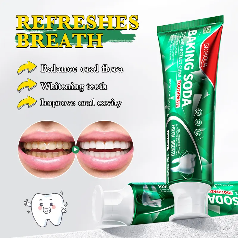 BIOAQUA Baking Soda Toothpaste Natural Organic Herbal Soothing Gingiva Oral Care Deep Cleaning Teeth Whitening Mint Toothpaste