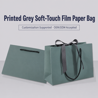 Sac cadeau en papier recyclé écologique beige crème avec logo personnalisé, poignée en ruban noir, emballage minimaliste haut de gamme pour vêtements et chaussures