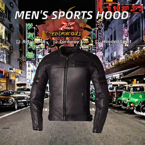 Blouson Bomber Décontracté à Capuche pour Homme, Nouveau Modèle Vintage en Velours Côtelé et Soie, Imperméable et Séchage Rapide, Veste Printanière en Cuir - Product Image 2