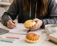 Jouet Squishy en forme de gâteau mousse aux champignons en PU, couleurs assorties, mignon, à remontée lente, anti-stress, unisexe, vente en gros