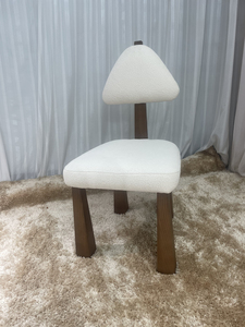 Silla de Comedor Moderna para Hotel, Cafetería, Restaurante, con Patas de Madera y Asiento de Tela Blanca - Product Image 6