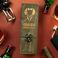 Boîte à vin en bois rustique vintage marron, porte-bouteille unique avec fermoir et sangles, pour mariage, anniversaire, rangement