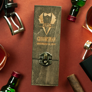 Vintage Rustic Brown Wooden Wine Gift <strong>Box</strong> Single Bottle Holder <strong>Locking</strong> Latch Straps Wedding Anniversary Storage Wine Wooden <strong>Box</strong> - Product Image 6