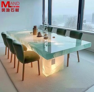 <span class=keywords><strong>Onyx</strong></span> Backlit bàn ăn trở lại thắp sáng đá cẩm thạch hòn đảo thanh tùy chỉnh thực hiện pha lê đồ nội thất ăn uống - Product Image 3