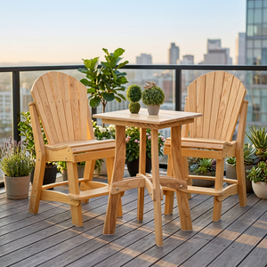 Ensemble table et chaises de jardin en bois, mobilier d'extérieur pour patio, sièges Adirondack, ensemble repas pour pelouse - Product Image 3