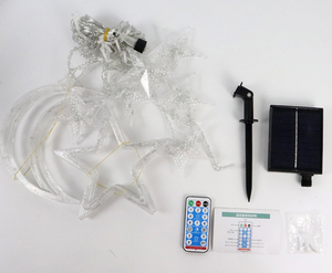 Guirnalda de Luces Solares con Forma de <span class=keywords><strong>Estrella</strong></span> y Luna, Luces LED de Cortina para Eid Mubarak, Ramadán, Navidad, Interiores y Exteriores, Patio, IP44 - Product Image 2