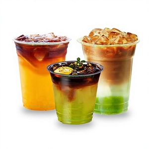 Gobelets en plastique PET à paroi simple avec couvercle, impression personnalisée du logo, 8 oz à 32 oz, diamètre 90 mm, jetables pour desserts et café pour animaux de compagnie - Product Image 1