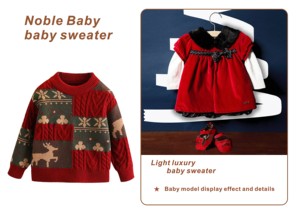 Best-seller <span class=keywords><strong>Pull</strong></span> de Noël jacquard à manches longues et col rond en coton biologique pour bébé - Product Image 2