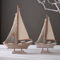 Ensemble de décoration de bateau à voile en bois artisanal de style méditerranéen, ornement de table nautique rustique pour la décoration de la maison et les voyages
