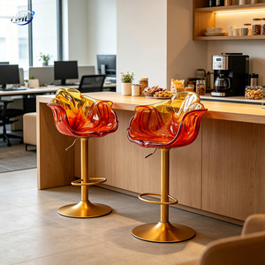 ML Transparent Resin Flower Bar Chair Sunset Gradient Adjustable Gold Base Modern Contemporary Home Bar Furniture - Product Image 2