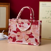 Sacs fourre-tout de luxe en toile de coton rouge gaufrée de grande taille, de haute qualité, avec broderie intégrale, pour femmes, mariage, Saint-Valentin