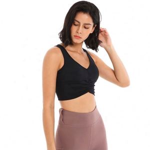 เสื้อกล้ามครอปท็อปผู้หญิงไซส์ใหญ่ คอวี แบบรัดรูป สำหรับโยคะและออกกำลังกาย รุ่นเซ็กซี่ สีนู้ด ปี 2022 ขายส่ง - Product Image 4